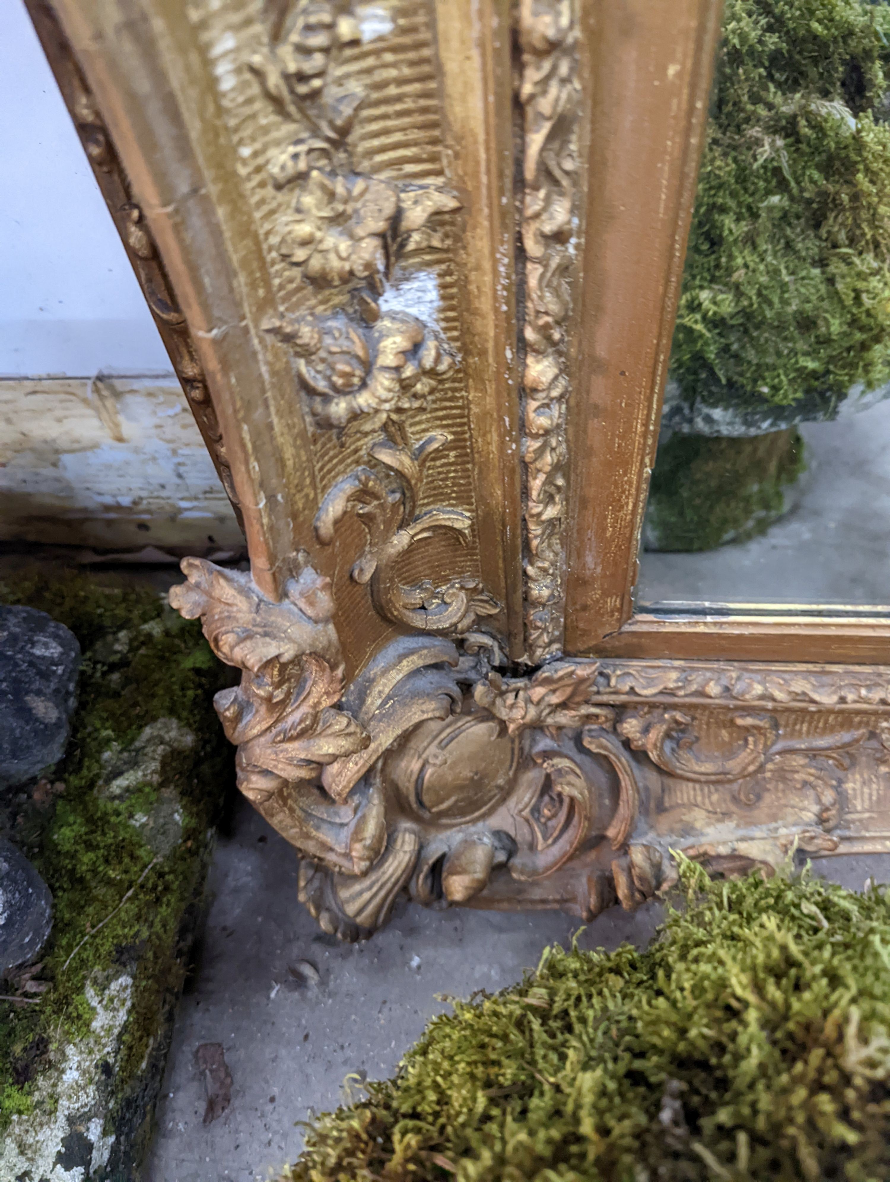 A late Victorian giltwood and gesso rectangular wall mirror, width 100cm, height 122cm